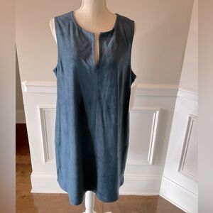 Boston Proper Women’s Suede Sleeveless Blue Shift Dress - Size 18